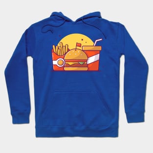 Burger, French fries And Soft Drink Cartoon Hoodie